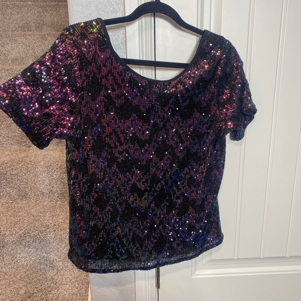 Anthropologie Sanctuary Dina Sequin Top Large - Picture 4 of 10